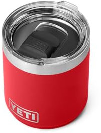 YETI Rambler Lowball, Vacuum Insulated Stainless Steel Stackable Lowball with MagSlider Lid, Rescue Red, 10 oz (296 ml)