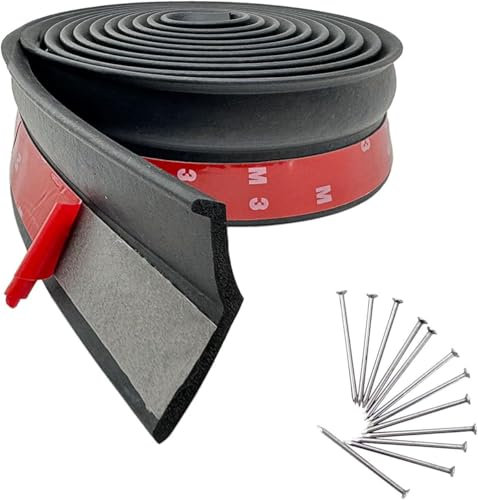 Universal 6m Garage Door Bottom Seal - Rubber Weather Stripping Kit with Nails for Warehouse and Door Sealing