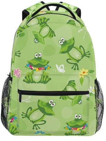 Mnsruu Frogs Toads Rucksack für Jungen, Mädchen, Kinder, Schule, Büchertasche, Reiserucksack, Tagesrucksack, Laptoptasche, B548, 40.5x29x17.5cm