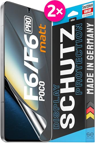 2x se® Protector 3D Antirreflejo para Xiaomi Poco F6 / F6 Pro, Protección Solar, Compatible con Huellas y FaceID, Instalación sin Burbujas, Mate, Resistente a Golpes y Arañazos, Matériau TPU