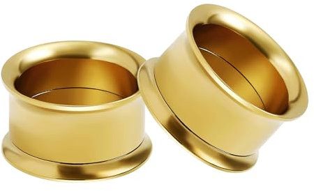Ayoiow Tunnel 5mm, 2 STK Flesh Tunnel, Plugs Chirurgenstahl Ohr Tunnel für Herren Gold Reifen Tunnel 5mm