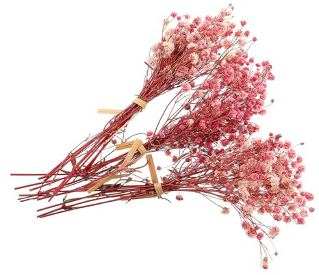 HAWILLOSCH 3 Bündel Getrockneter Blumenstrauß Gefälschte Schleierkrautblume Strauß Aus Getrocknetem Babyatem Getrocknetes Schleierkraut-Bouquet Hochzeitsblumenstrauß Rosa Getrocknete Blumen.