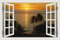 3D Oceano Tramonto Palme Adesivi Murali 70X50 Decalcomania Murale Carta da Parati Decalcomanie Decorative Finestre Adesivi Murali PVC Finto Finest