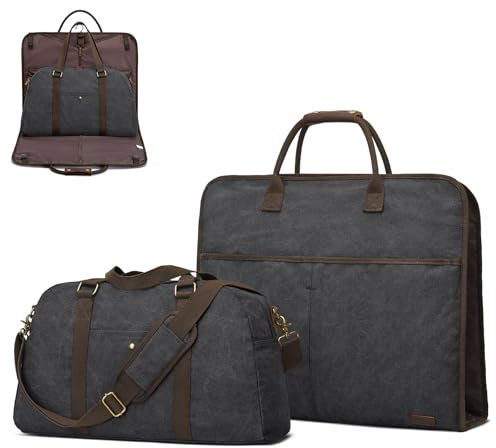 S-ZONE Handgepäcktasche für Reisen, wandelbare Kleidertasche, Reisetasche, Anzugtasche für Männer und Frauen, 2-in-1, Hängetasche, Business-Reisetasche mit Kulturbeutel, Schwarz, 50 l