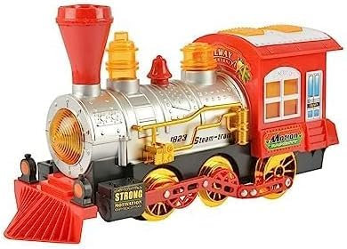 DIOXSTAR Locomotive Engine Toy Train Set, Battery Powered, Smoke, Light & Sounds, Bubbles Blowing Machine, For Kids/Toddlers