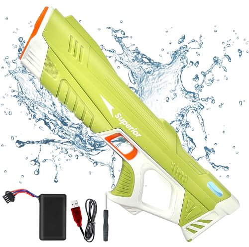 IEEILULU Wasserpistole Elektrisch, Wasserspritzpistole Elektrische für Erwachsene Kinder, 32FT Automatische Wasserpistole Saugkraft, Sommer Wasserspielzeug für Pool Strand Outdoor (Gelb1)