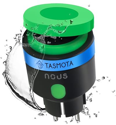 NOUS Tasmota Smart Outdoor Steckdose ESP32, IP44 Wasserdichte Steckdose, 16A Steckdose mit Stromverbrauch, Stromzähler, Timer, Kompatibel mit Alexa, Google Home Assistant, MQTT, WiFi 2.4GH