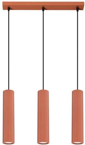 SOLLUX lighting Hängelampe Pendelleuchte Hängeleuchte Deckenlampe Lampe Decke Aluminium 3 Flammig 45 x 5,6, x 98 cm Karbon Ockerrot