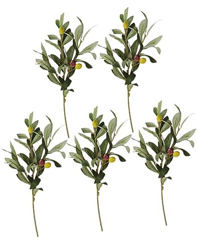 Garneck 5 Pezzi Di Rami Di Ulivo Finti Piante Verdi Finte Stelo Di Ulivo Artificiale Decorazione Per Matrimoni Per La Casa