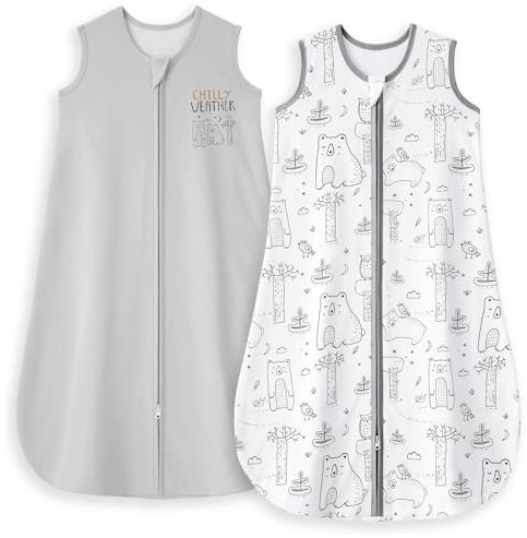 Yoofoss 2er Pack Schlafsack Baby Sommer 100% Baumwolle Musselin 1.0 Tog Sommerschlafsack Atmungsaktiv Babyschlafsack 78 cm für Jungen Mädchen Neugeborene 6-12 Monate