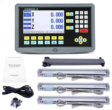HPHPH 3-Achsen-LCD-DRO-Set, digitales Anzeigesystem und 3-teiliges 5U-Linearmaßstab, optisches Lineal, 50–1000 mm for Dreh- und Fräsmaschinen,Digitales DRO(HS800-3 with Scales)