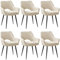 JIJIAN 6er Set Esszimmerstuhl mit Armlehne, Küchenstuhl, Moderner Polsterstuhl mit Stoffrückenlehne für Küche, Esszimmer, Schlafzimmer, Beige