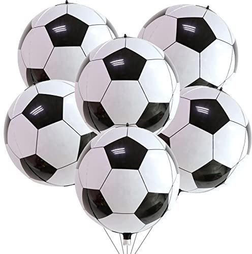 22 Zoll 4D Fussball Folienballons, 6 Stück Fußball Party Deko Fußball Folien Luftballons WM 2026 Ballon Deko für Junge Kinder Fussball Fans Sport Thema Geburtstag Party Kindergeburtstag Dekoration