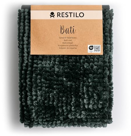 RESTILO Badematte 60x90 cm Badvorleger Badteppich rutschfest Bati Anthrazit