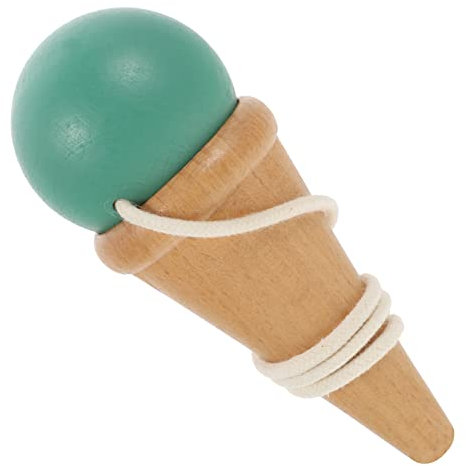 ifundom Kinder Kendama Spielzeug Holz Geschicklichkeitstraining Klein Tragbar Grün Hand Augen Koordination Spielzeug