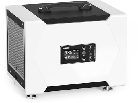 CADPXS Crawl Space Dehumidifier with Drain Hose Commercial Dehumidifier 80 Pint Basement Home Use Water Damage Auto Defrost Memory Start
