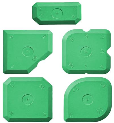 Auriselle Set di 5 Pezzi di Spatole in Silicone Spatola per Giunti Professionale per Silicone per Cucina Bagno Legno Vetro (Verde)