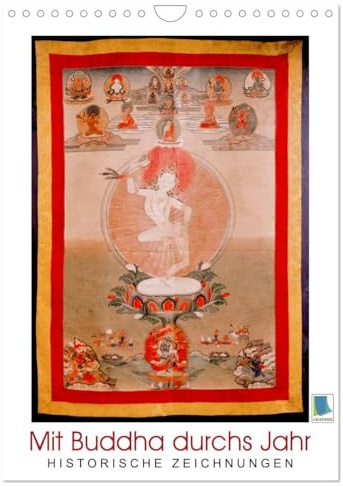Mit Buddha durchs Jahr: historische Zeichnungen (Wandkalender 2026 DIN A4 hoch), CALVENDO Monatskalender: Buddha: Meditative, historische Zeichnungen (CALVENDO Glaube)