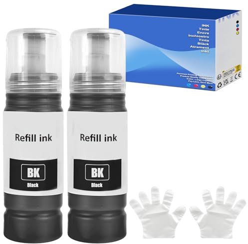 FANSHENG Ink Compatible with ink refill bottles for Ink Bottle Black ET-2860 ET-2861 ET-1810 ET-14100 ET-2810 ET-2830 ET-2865 ET-2876 ET-2710 ET-2720 ET-2811 ET-4800 printer 4500 page (Black x 2)