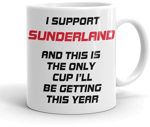 VIROSA Funny Football Mug – “This is The Only Cup I’ll Be Getting This Year” – Funny Gift for Sunderland Fans, Dad, Brother or Friend – 11oz Ceramic Coffee Cup – Birthday, Xmas, Father’s Day