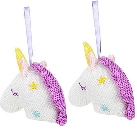 Pack Einhorn Duschball aus Netzgewebe, Weiß, 2 Stück