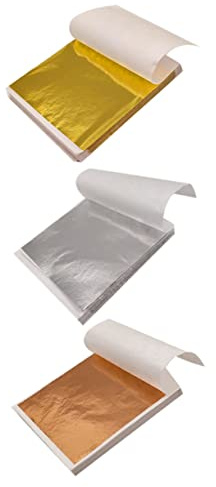 Artibetter 600 Blatt Imitation Blattgold Flocken Gold Silber und Roségold für DIY Handwerk Basteln Kunstprojekte und Dekoration Glänzende Metallfolie für Kreative Vergoldung und