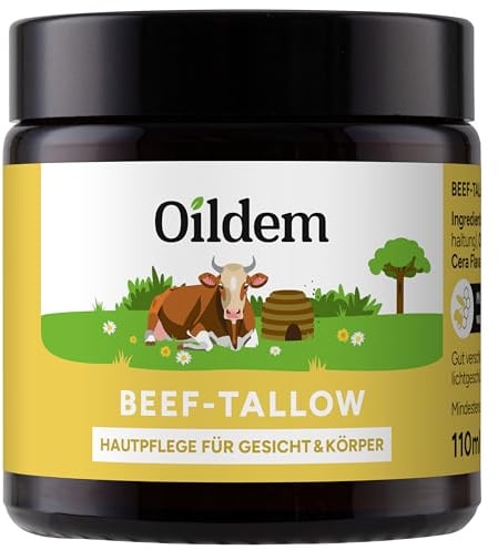 Oildem Beef Tallow Creme - Rindertalg Feuchtigkeitscreme aus grasgefütterter Weidehaltung - In Deutschland hergestellt - 110ml