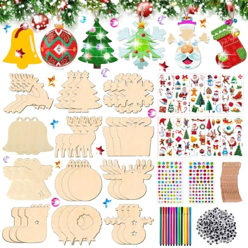 324Pcs Bastelset Weihnachten, Basteln Weihnachten, mit Augen Strasssteinen, Christbaumschmuck und Weihnachtsgeschenke für Kinder