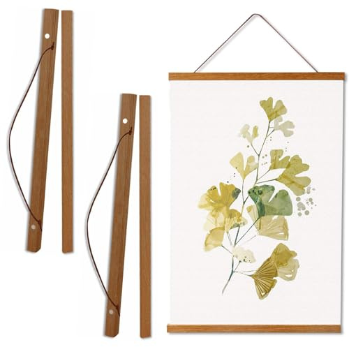 2er Set Posterleiste Holz A3 30x40cm, Magnetischer Poster Aufhänger, 31cm Posterleiste 30 cm, Posterröhre zum Aufhängen von Postern & Fotos, Deko für Wohnzimmer & Zimmer