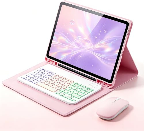 Backlit Keyboard and Mouse Case for Samsung Galaxy Tab S10 Ultra/S9 Ultra/S8 Ultra 14.6-inch, Magnetic Detachable,Wireless Bluetooth British Layout