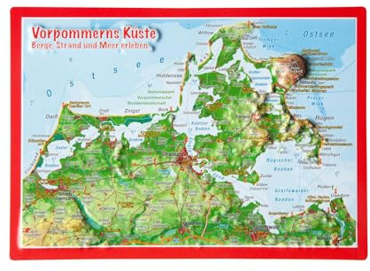 Reliefpostkarte Vorpommern Küste: Berge, Strand und Meer erleben. Tiefgezogene Reliefpostkarte
