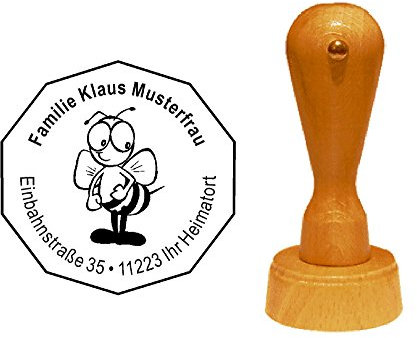 Stempel niedliche BIENE - mit persönlicher Adresse - Ø 40 mm