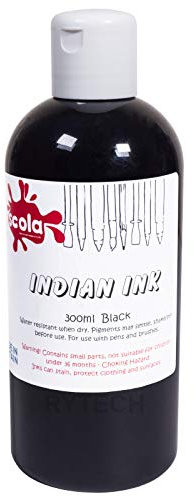 Scola 300ml Black Indian Drawing Ink Water Based Artist Pigment
