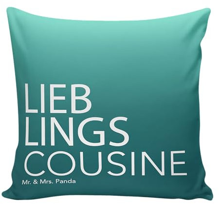 Mr. & Mrs. Panda Dekokissen Cousine - Geschenk, Geschenkidee, Dekokissen Sofa, Couchkissen, Kissenhülle, Spruch, Familie, Tochter von Tante,