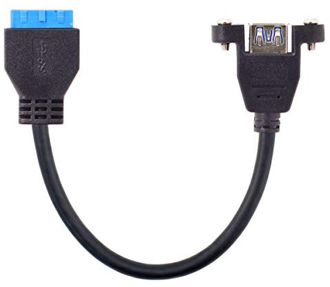 cablecc USB 3.0 Single Port A Female Screw Mount Type to Motherboard 20pin Header Cable 25cm