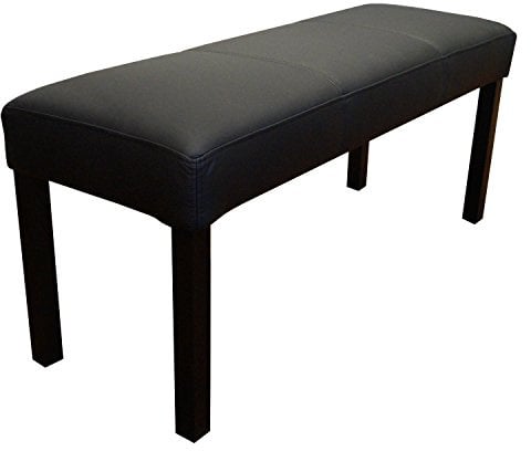 Quattro Meble Schwarz 100% Echtleder Sitzbank Leder Hocker Sitz Bank Polsterbank Rindsleder (90 x 40 cm)