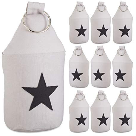 Relaxdays 10er Set Türstopper Stern, Türpuffer Stoff, Türsack Boden, extra hoch, mit Griff, dekorativ, HxD: 23 x 11 cm, grau