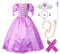 JerrisApparel Ragazze Vestito Abbigliamento Abito da Principessa Costume (120cm, Viola con Accessori)