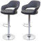 2er-Set Barhocker HWC-F16, Barstuhl Tresenhocker Drehhocker, mit Lehne Kunstleder - grau-schwarz