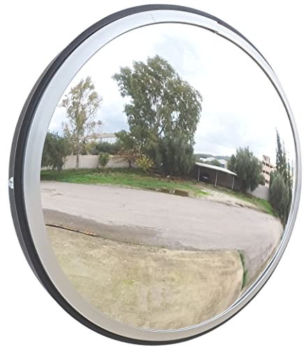 SNS SAFETY LTD Espejo de Tráfico Convexo de Seguridad, para Entrada de Vehículos, Almacenes, Garajes, Tiendas y Oficinas, Negro, Diámetro 30 cm