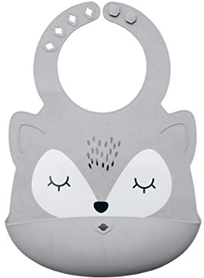 Tiny Twinkle SB-F-GR Lätzchen Design Waldtiere, aus lebensmittelechtem Silikon, Grey Fox – 80 g