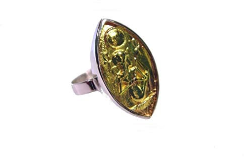 mr.goldis Amulett Ring 925 Silber Bicolor Teil Vergoldet 999 Skarabäus Ankh Raa Isis Hyroglyphenring Bast Pharao