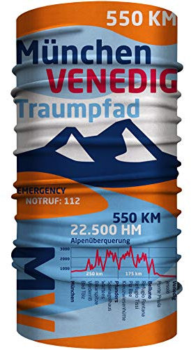 Club of Heroes München Venedig Bandana, nahtloses Multifunktionstuch 25 x 50 cm aus weicher Mikrofaser/atmungsaktiv Schlauchschal Halstuch Schal Tuch/Alpencross Transalp Fernwanderweg