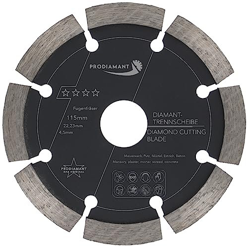 PRODIAMANT Fugenfräser ø 115 mm Breite 4,5mm für Mörtel Beton Mauerwerk und Putz 10mm Diamantsegment Profiqualität