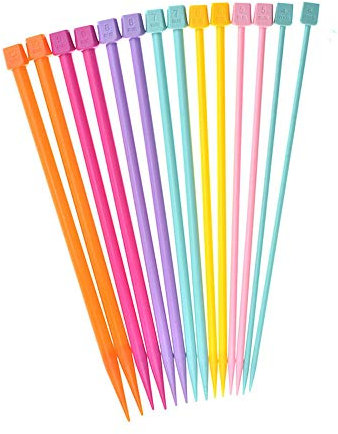 14 PCS Knitting Needles Plastic Straight Single Pointed 4.0mm to 10mm Short Knitting Needles Set 25cm/9.8in Crochet Hooks Set