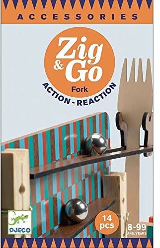DJECO Zig & Go Fork Konstruktion, 14 Stück, Holzpuzzle, Mehrfarbig (35646)
