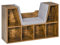 HOMCOM Bookcase Storage Shelf with Cushioned Reading Seat, Cube Bookshelf Organizer for Bedroom Living Room, Rustic Brown