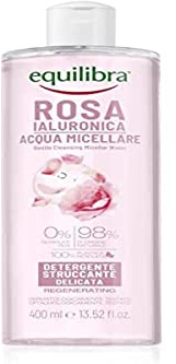 Equilibra Viso, Rosa Ialuronica Acqua Micellare, Struccante Viso e Occhi a Base di Acqua di Rosa Fermentata, Acido Ialuronico e Glicerina Vegetale, Deterge e Strucca con Delicatezza, 400 ml