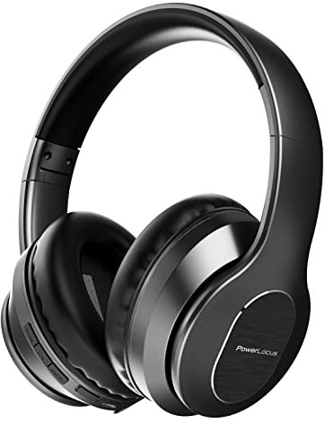 PowerLocus Wireless Bluetooth Headphones, Over The Ear Headphone with Microphone, Foldable with Carry Case, Hi-Fi Stereo Sound, Long Battery Playtime for Phones/Tablets/PC (Black Metal)
