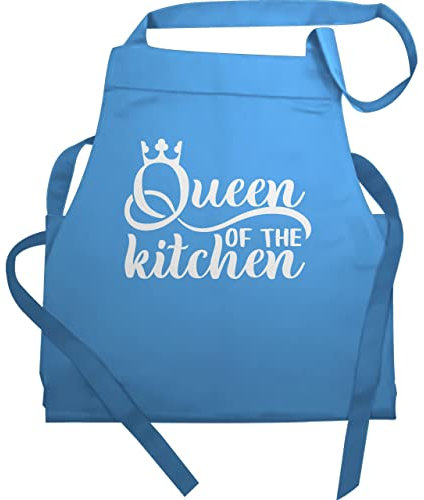 Shirtracer Schürze Geschenk - Küche - Queen of the kitchen - weiß - 60x87 - Hellblau - koch kochen kochschürze küchen küchenschürze geschenke aus der kochscbürze damen baumwolle